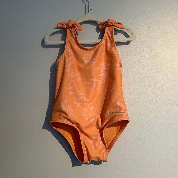 Eddie Bauer One-Piece Swimsuit & Terry Cover-Up Set, Orange, 24 Months - Picture 1 of 9